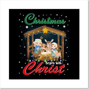 Christmas Begins With Christ TShirt Christian Holiday Jesu Posters and Art